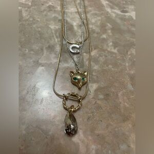 Betsey Johnson Fox Trot Pave Horseshoe Multi Layer Necklace retired